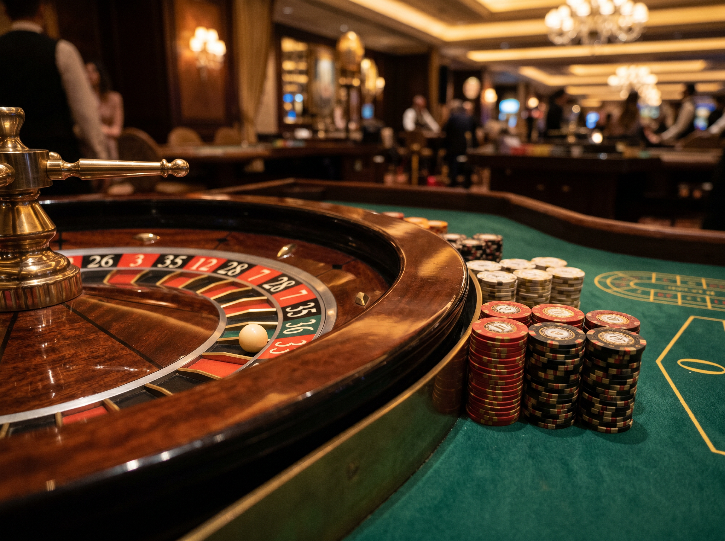 Roulette table close up