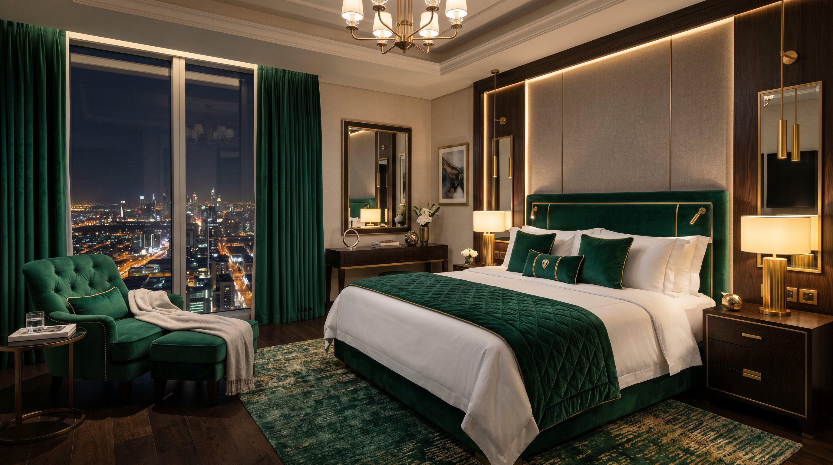 Luxury hotel suite bedroom